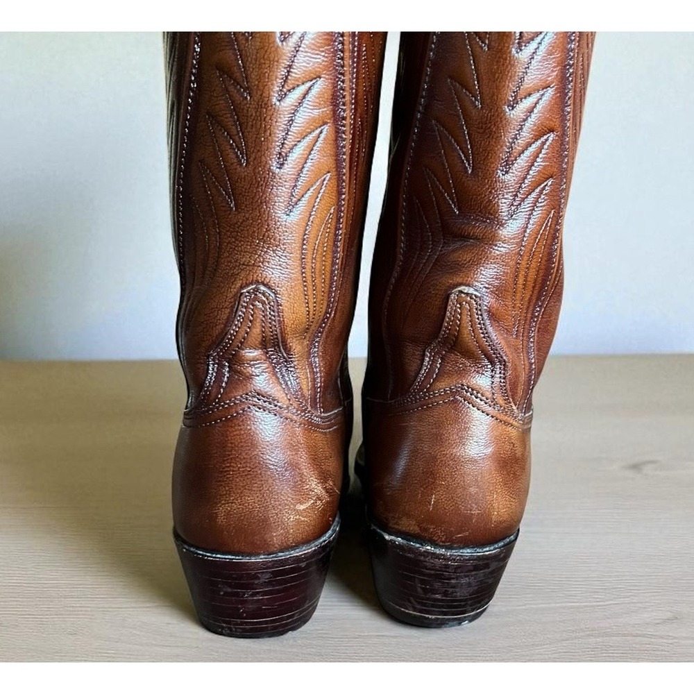 Lucchese San Antonio Vintage Brown Leather Boots Women, Size 6.5A Western 8083 - Picture 5 of 16